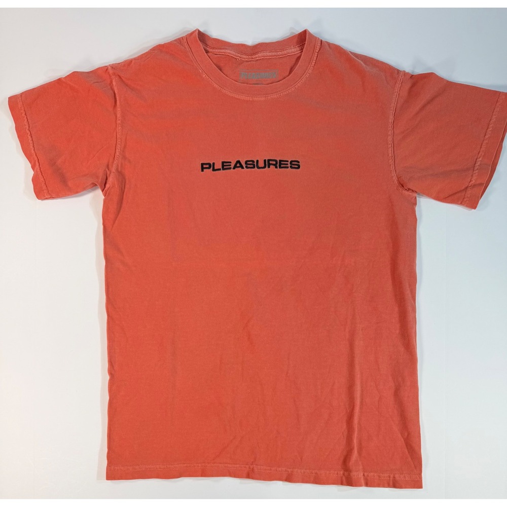 Pleasures Now Mens Small T-Shirt Coral Orange Short Sleeve Logo Streetwear